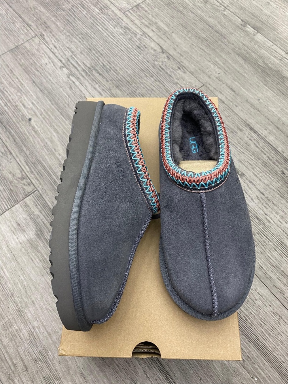 UGG Women’s Tasman II Dark Grey Suede Slippers  Description: Authentic UGG Women